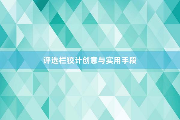 评选栏狡计创意与实用手段