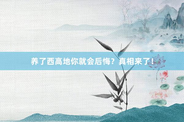 养了西高地你就会后悔？真相来了！